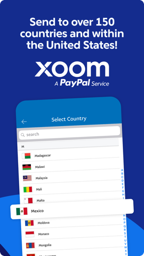 Xoom Money Transfer screenshot 1