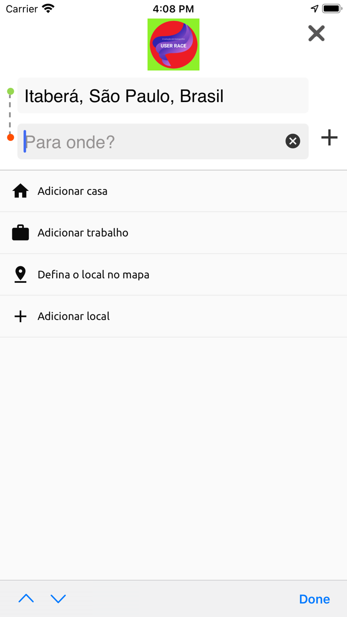 USER RACE MOBILITY Passageiro