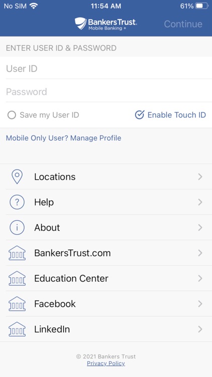 Bankers Trust M+ Personal screenshot-0