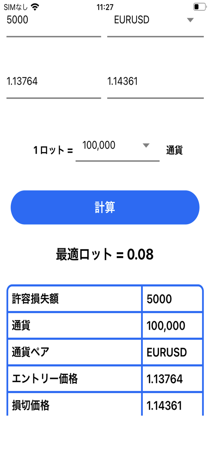 FX最適ロット計算機～許容損失額を一定にするアプリ