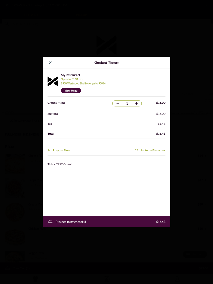 My Restaurant - Menu