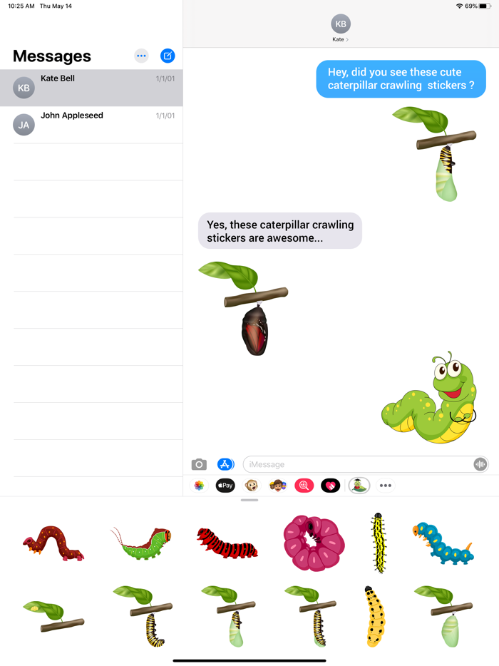 Caterpillar Crawling Stickers