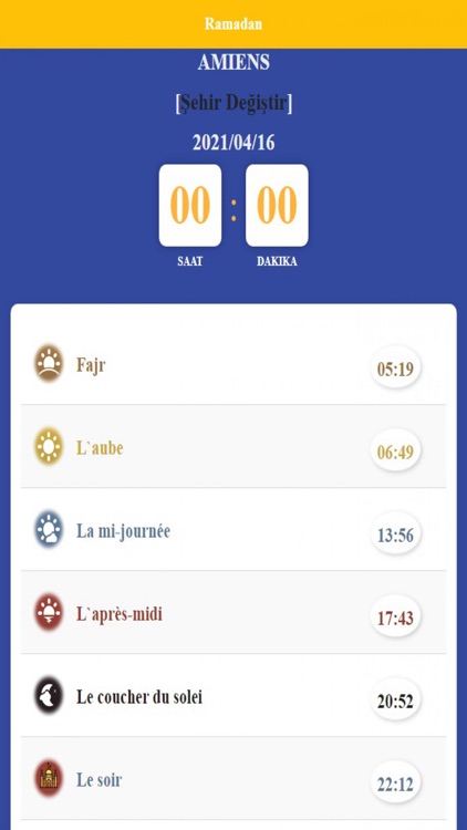 Calendrier du Ramadan