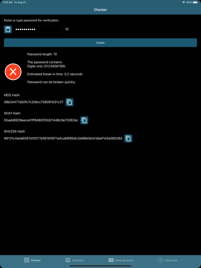 Password checker, generator