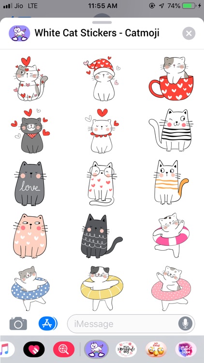 White Cat Stickers-CatMoji