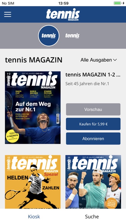 tennis MAGAZIN Kiosk