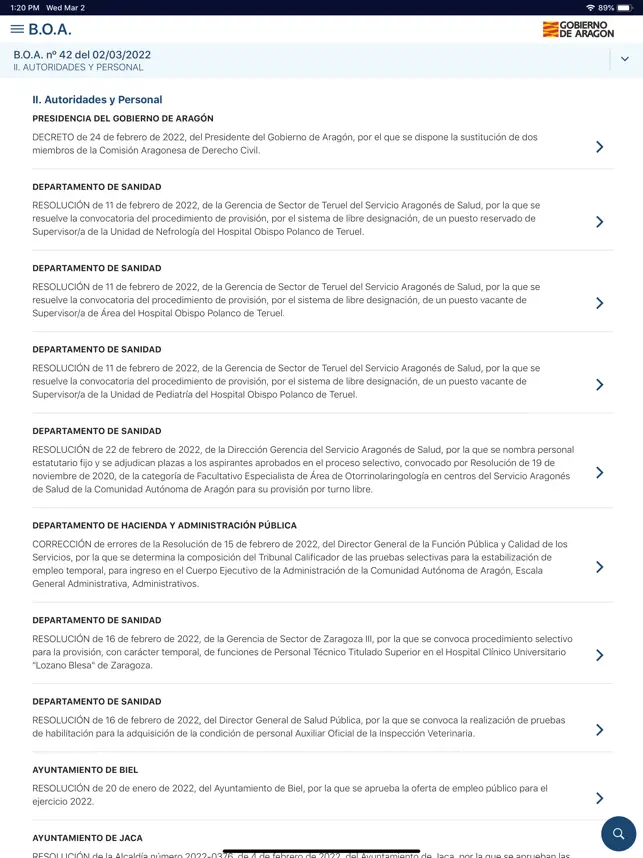 Screenshot 1 Boletín Oficial de Aragón-BOA iphone