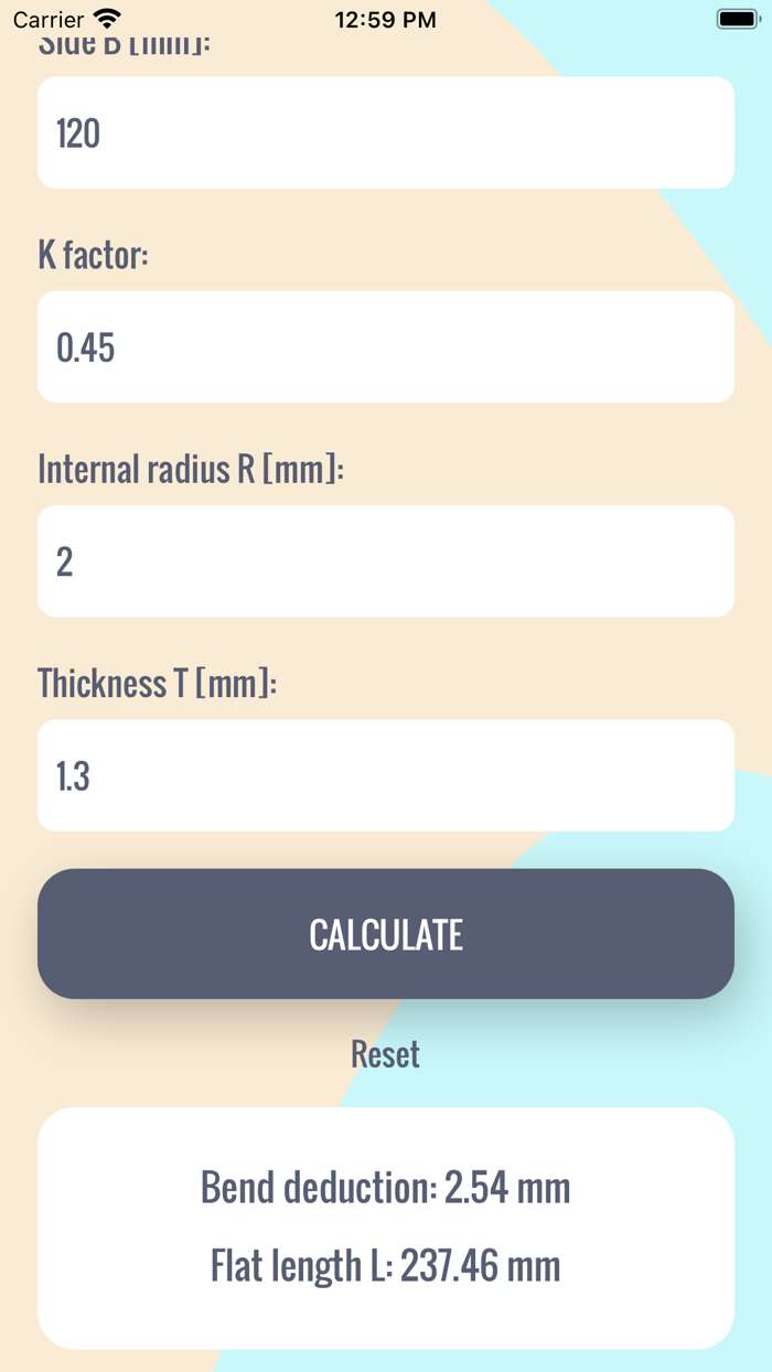 Bend deduction and Flat length