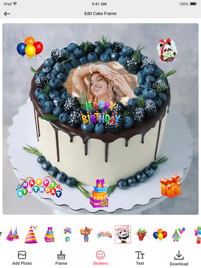 Photo on Cake Pics Editor App