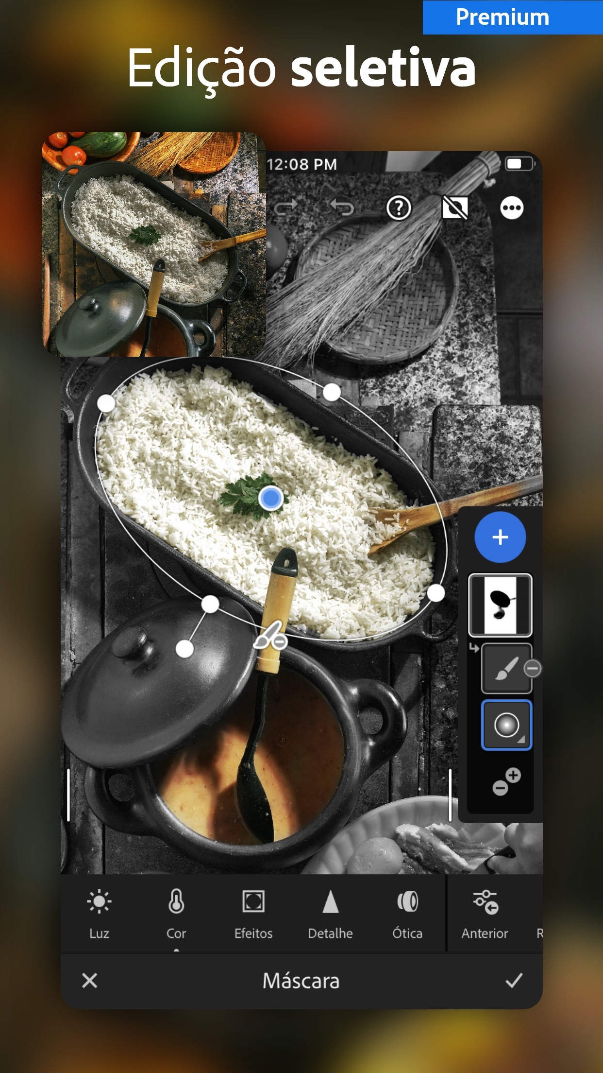 Screenshot do app Adobe Lightroom: Editar Fotos