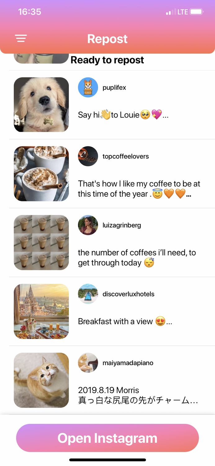 Repost for Instagram Profile