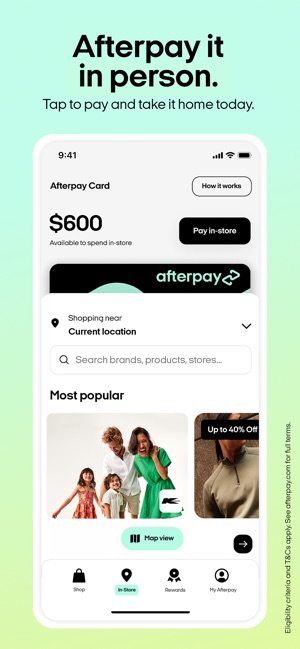 Afterpay: Shop now. Pay on the App Store