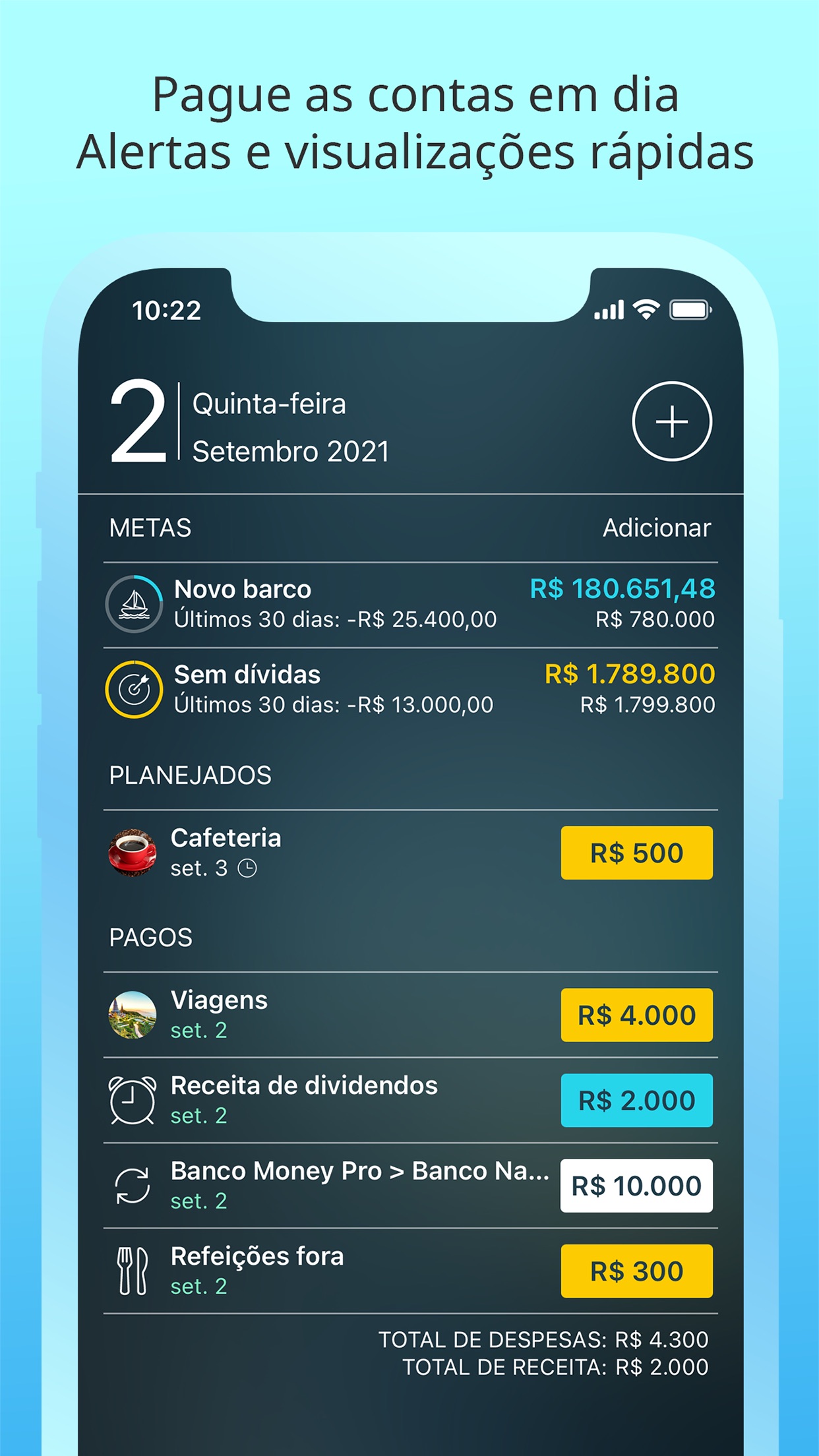 Screenshot do app Money Pro: Finanças Pessoais