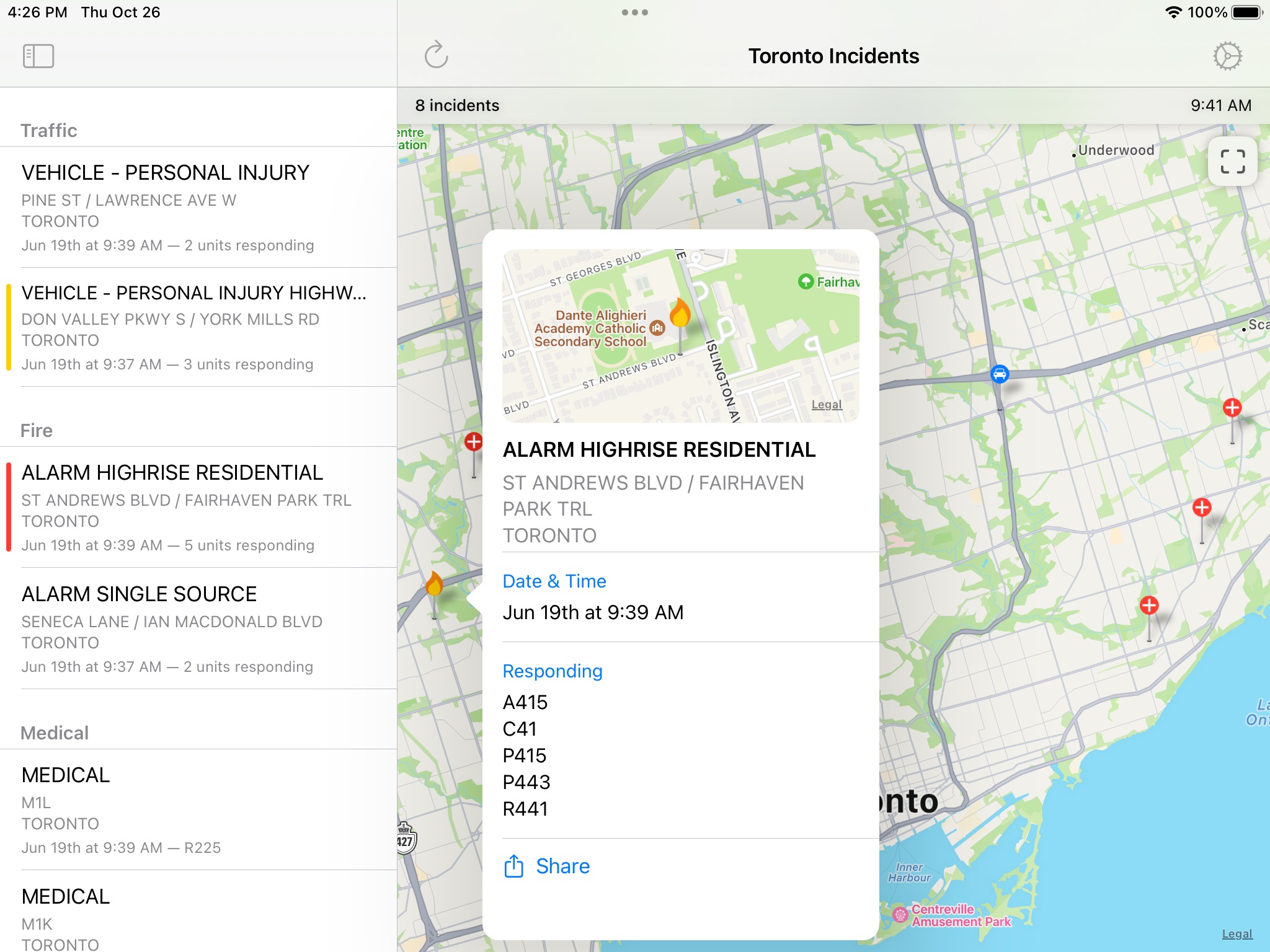 Toronto Incidents screenshot 2