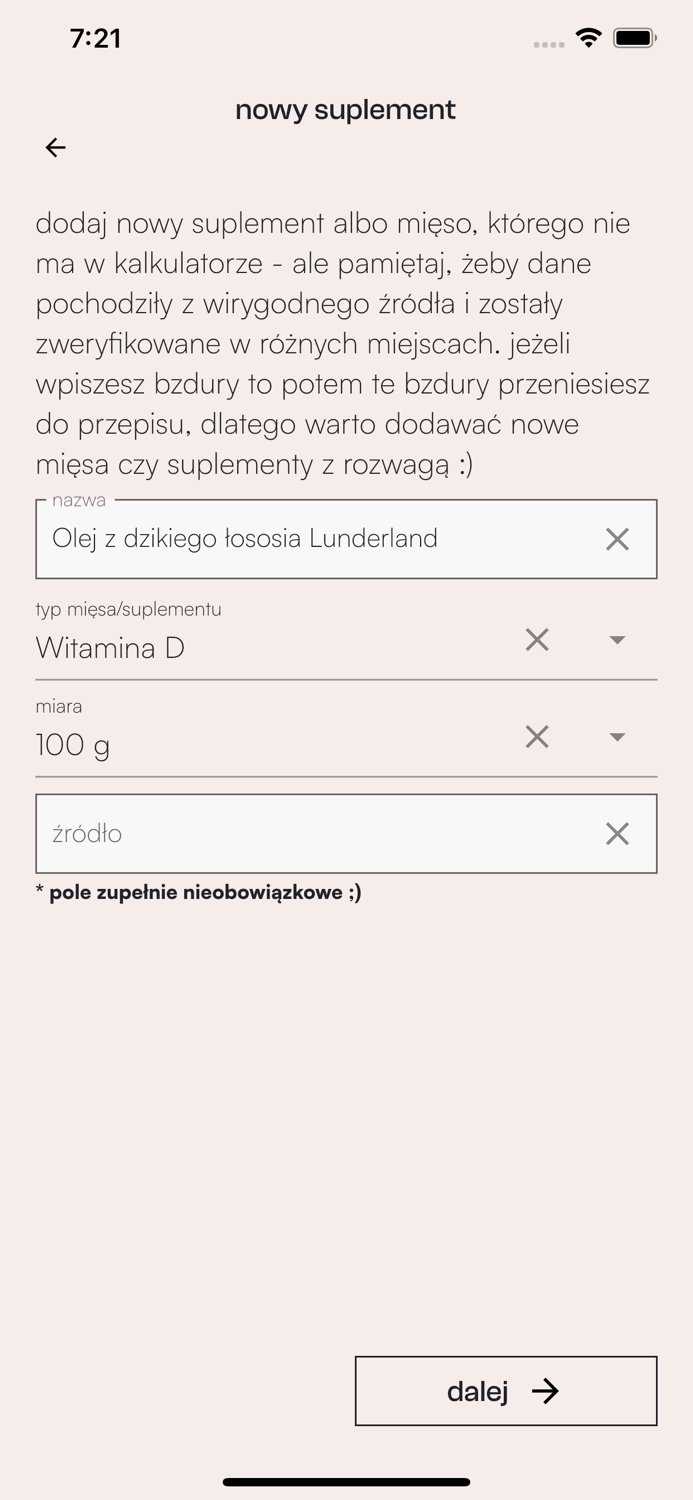 BARFny Kalkulator Kot