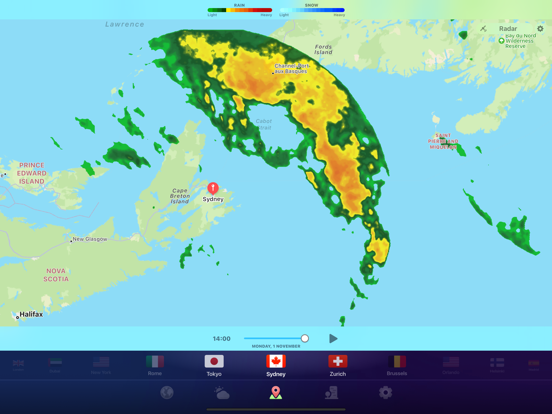 Weer nu - Rain Radar iPad app afbeelding 9