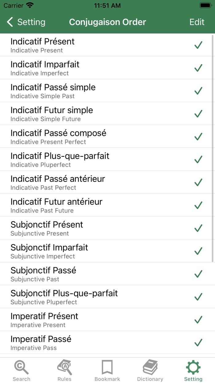 Conjugation of French Verb