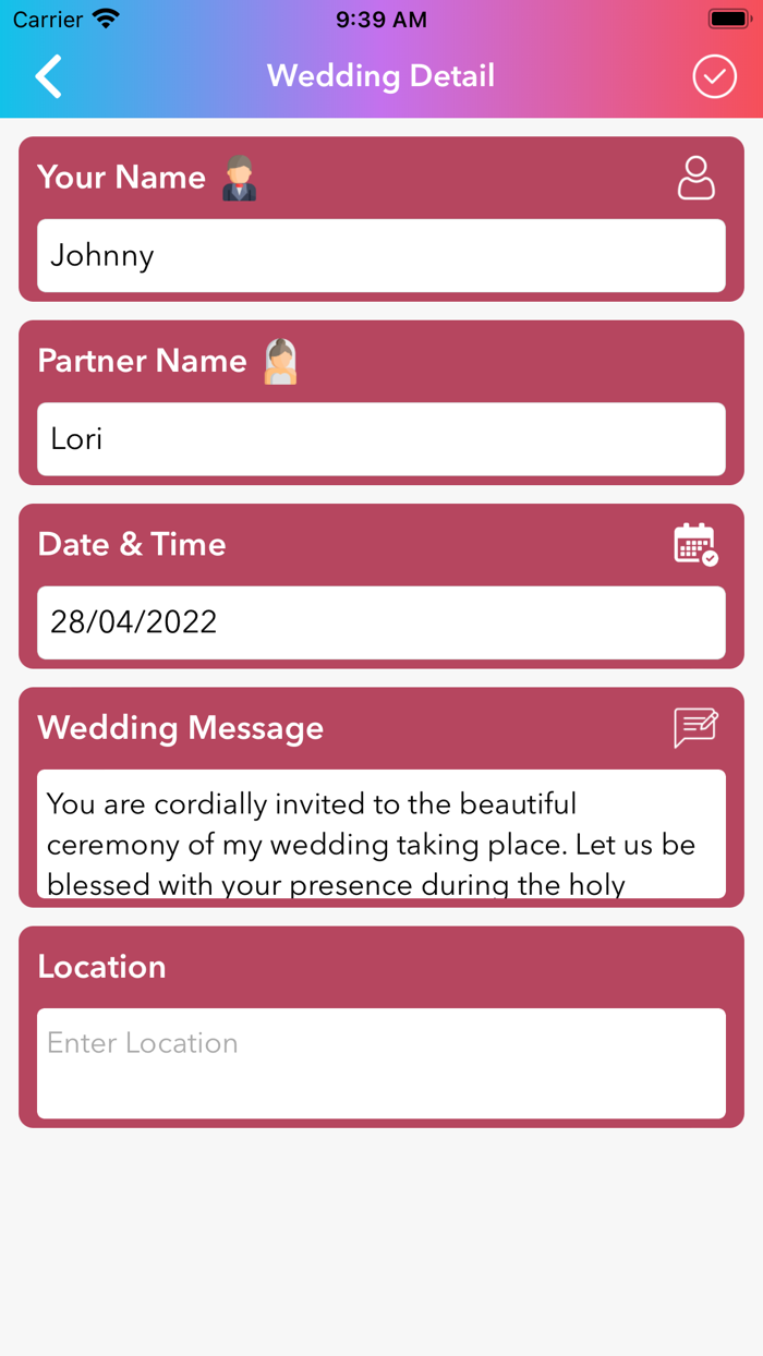 Wedding Card Maker App