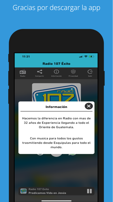 Radio 107 Exito screenshot 2