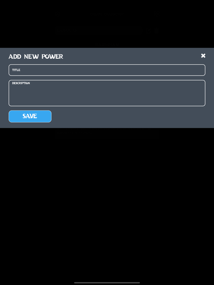 Infinite RPG Character Sheet