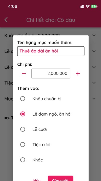 Chi phí cưới hỏi