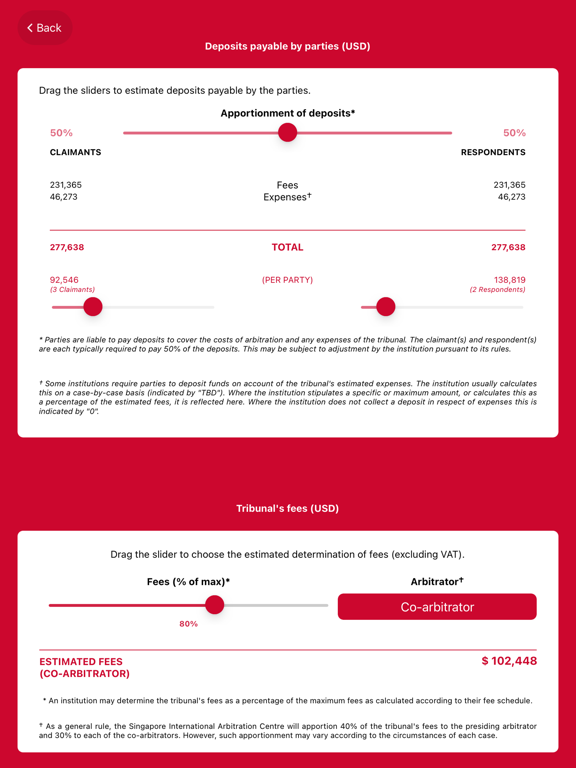 Arbitration Pricing Calculator screenshot 3