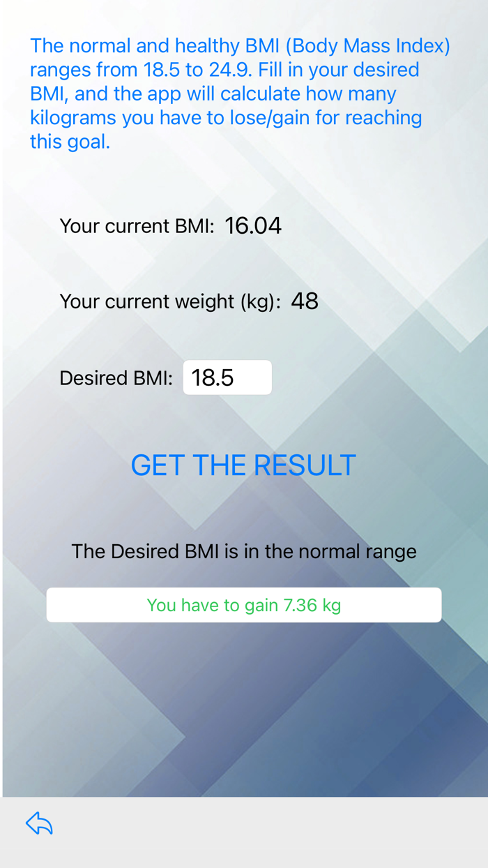 Desired BMI