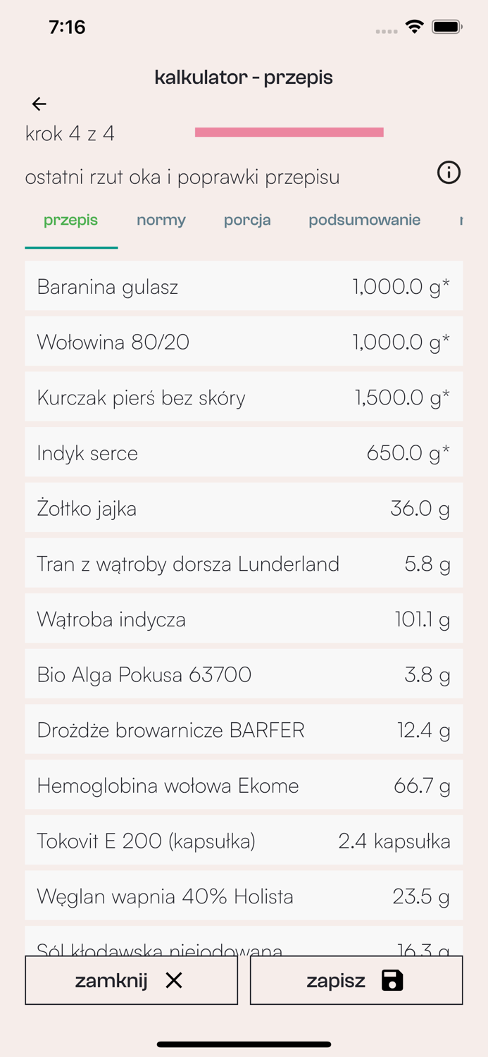 BARFny Kalkulator Kot