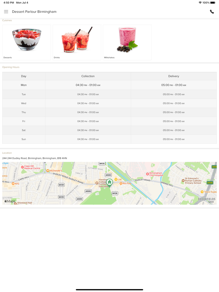 Dessert Parlour Birmingham