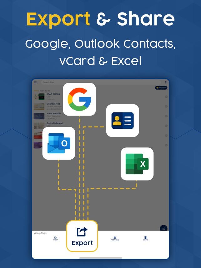 free business card scanner app export to excel