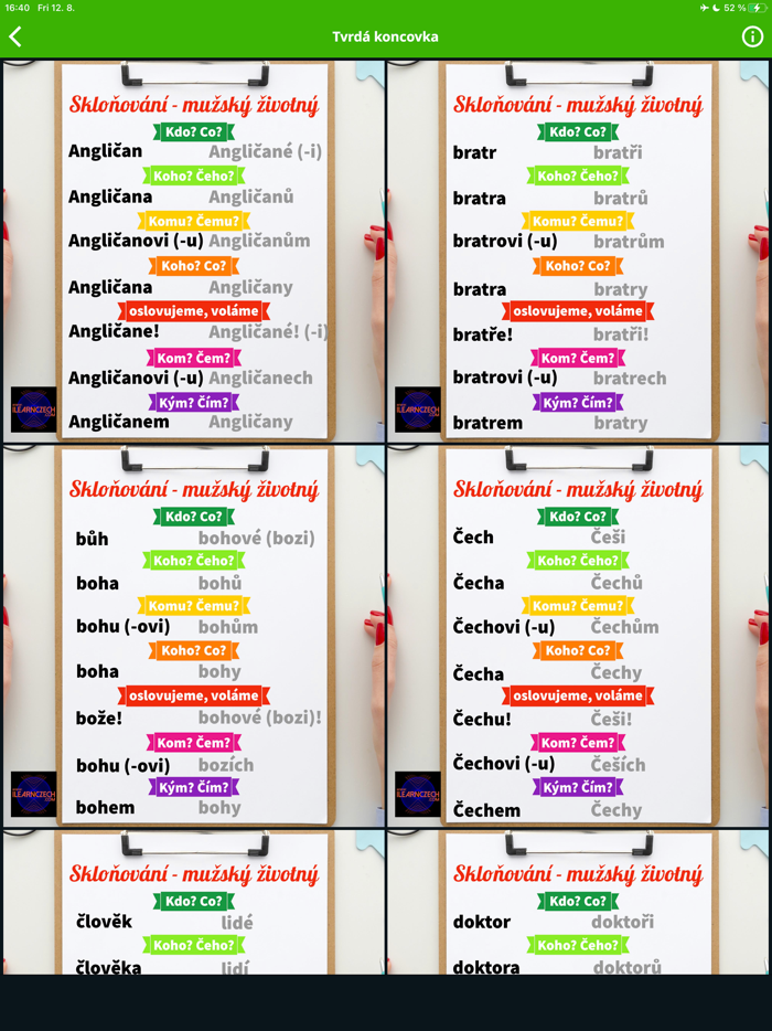 Чешские склонения в кармане