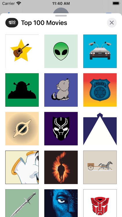 Top 100 Movies Stickers