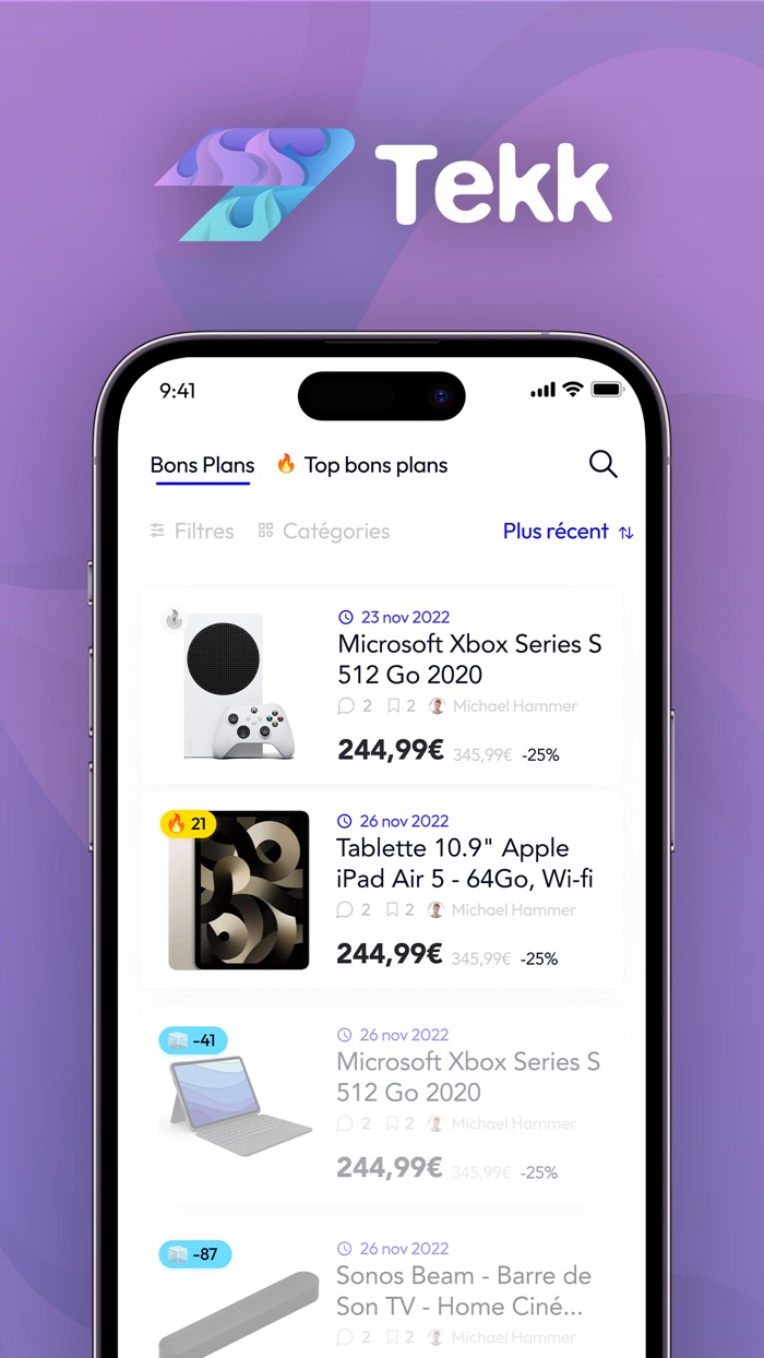 Tekk  Deals et sorties tech