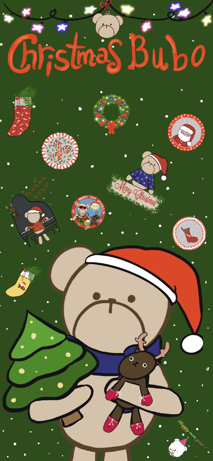 christmas stickers  with bubo