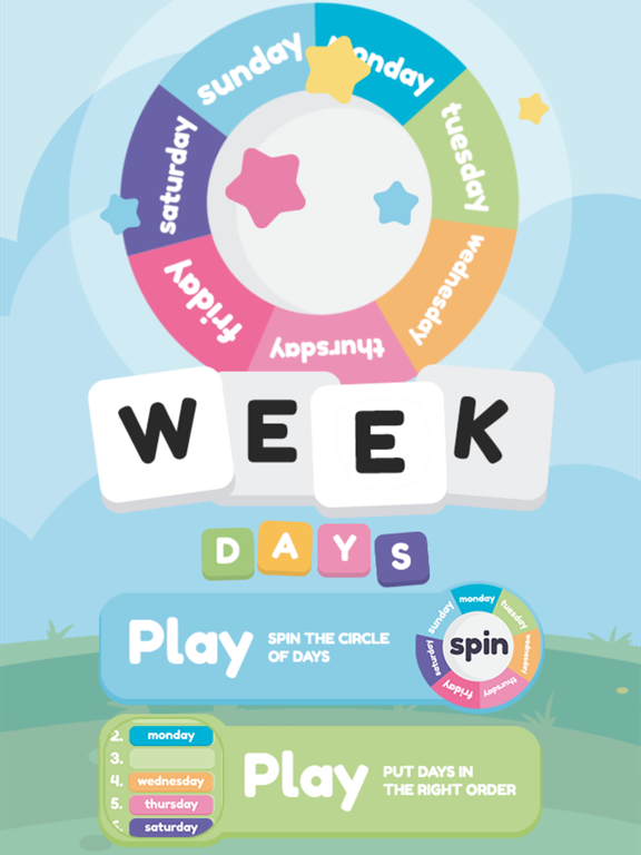 Days Of The Week for Kids Ipad images