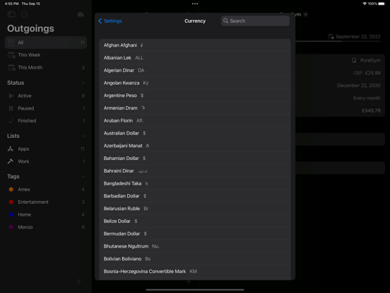 Outgoings - Track Expenses iPad app afbeelding 6