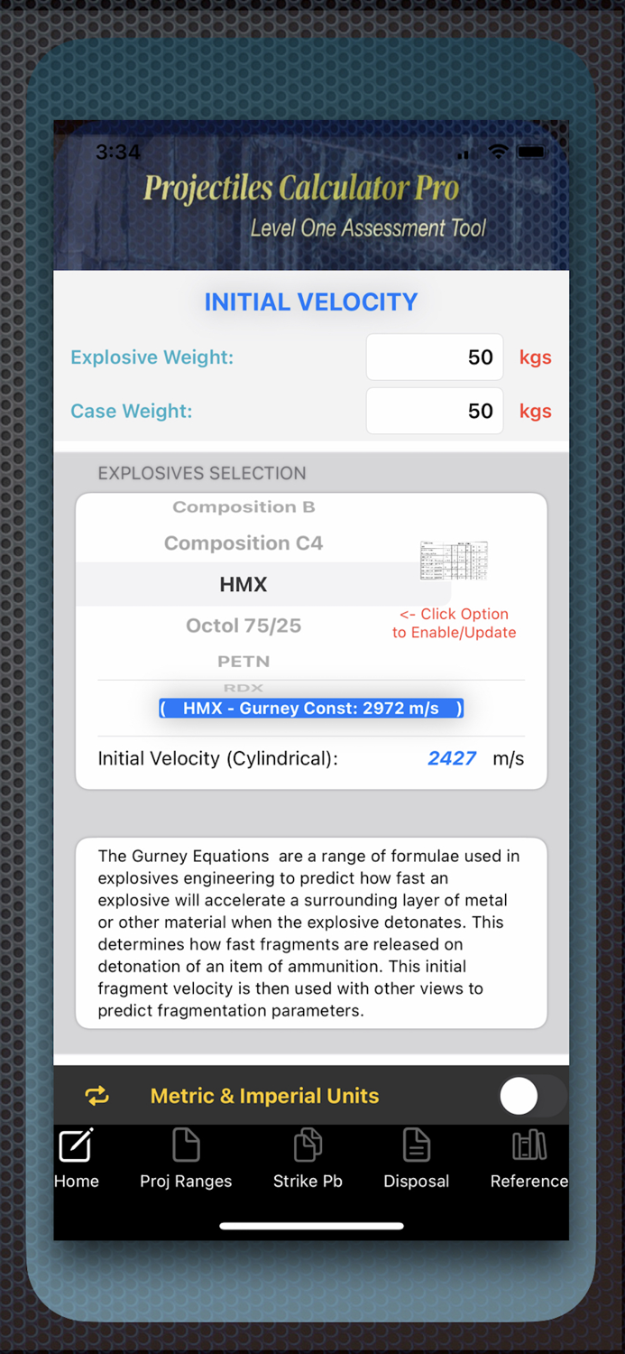 ExpSafe Projectiles Calculator
