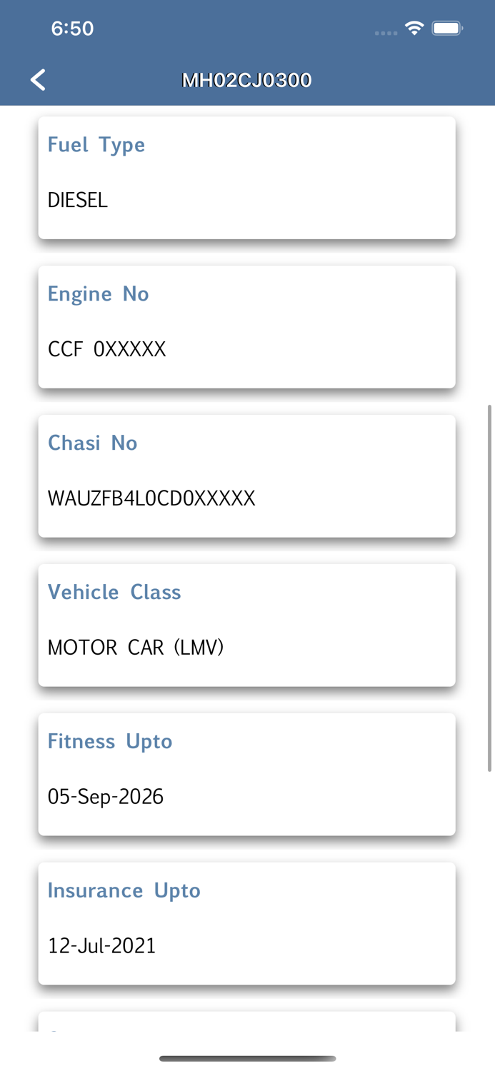 Vehicle Registration Info