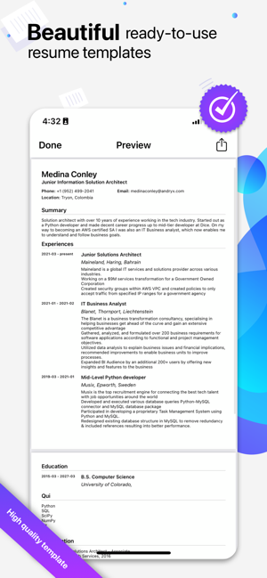 ‎Quick CV Maker+ Pro App Screenshot