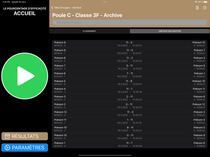 Pourcentage dEfficacité