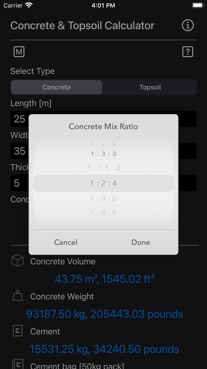 Concrete & Topsoil Calculator screenshot-3