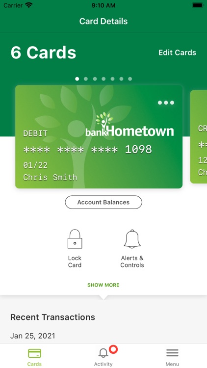 bankHometown Card Manager