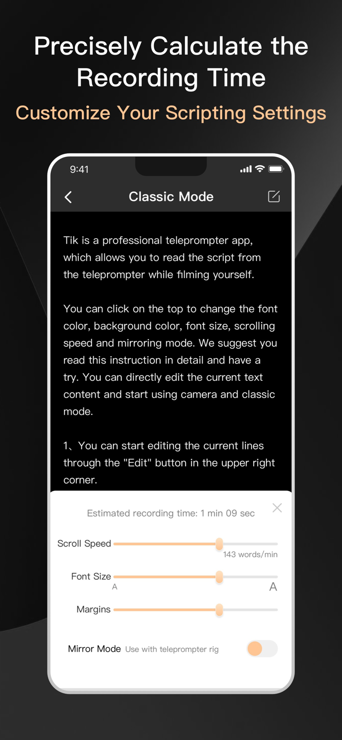 Teleprompter for Video Scripts