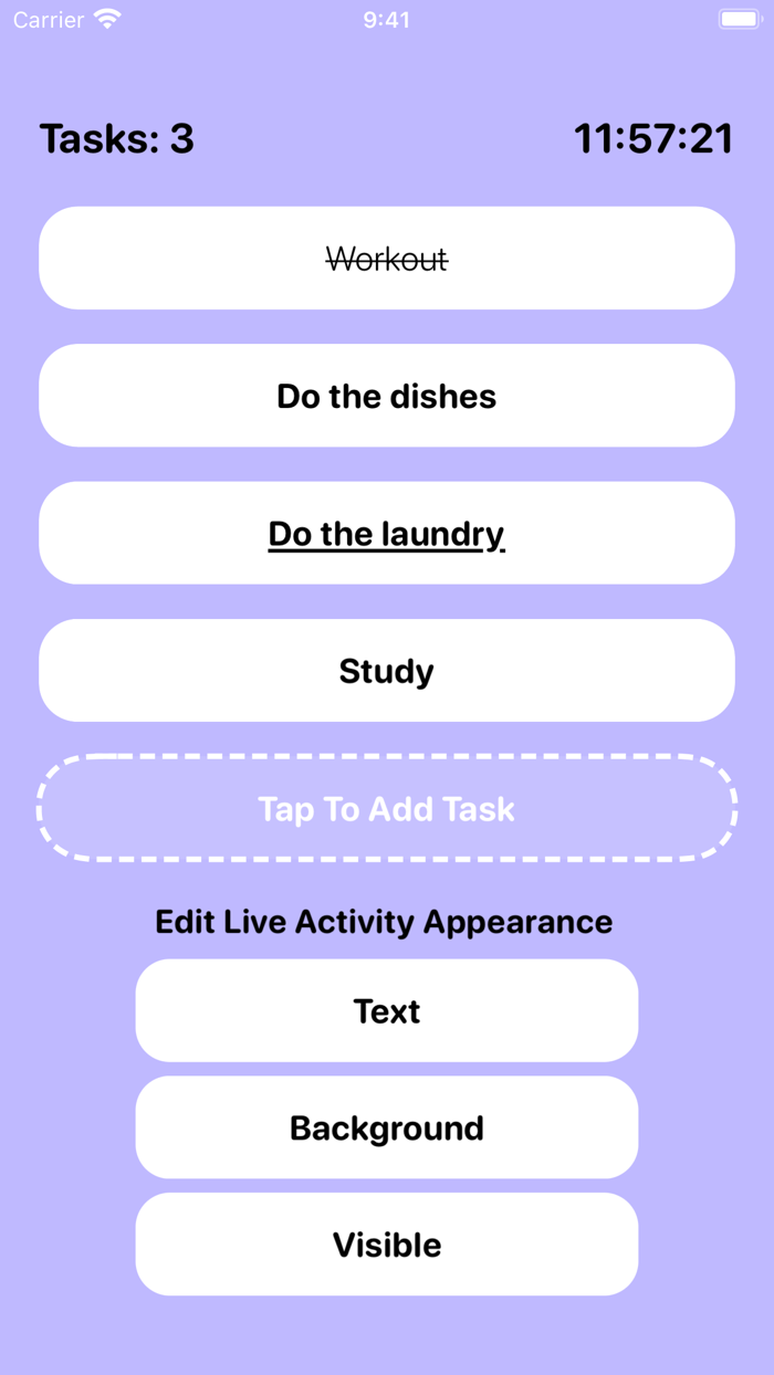 Tasks - Create Live Activities