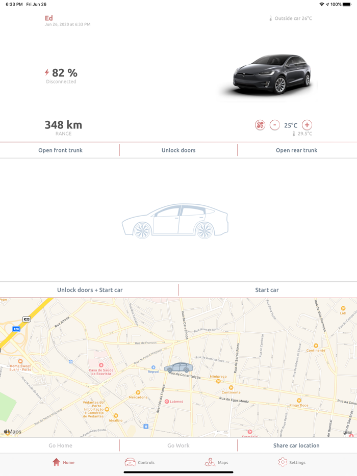 Remote Car App for Tesla