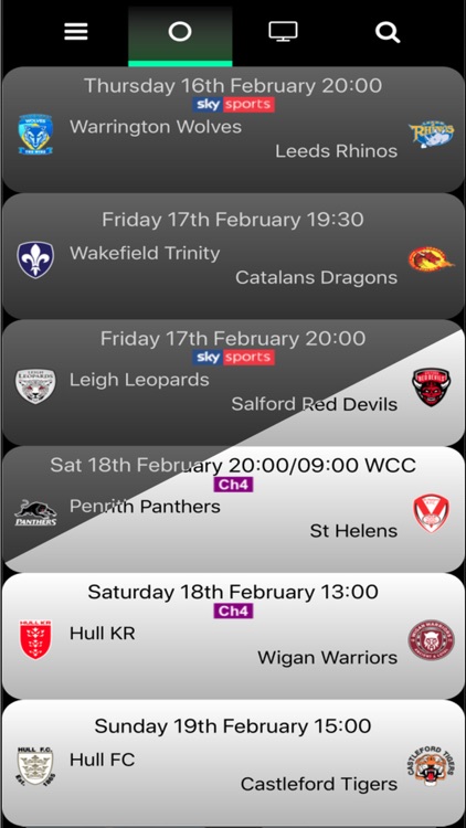 Rugby League Fixtures