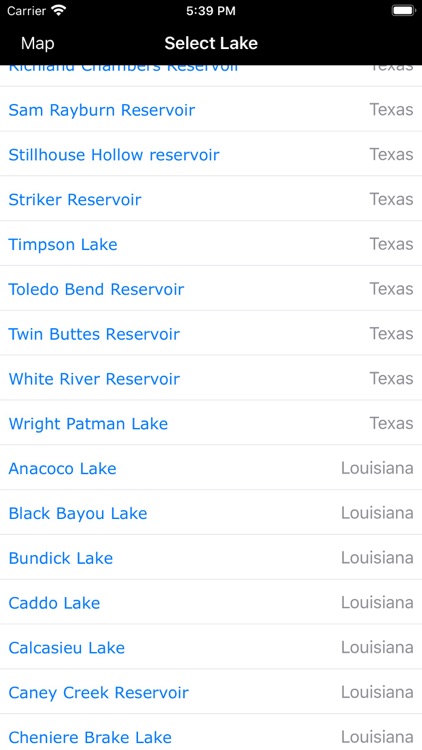 Texas-LA-AR: Lakes & Fishes