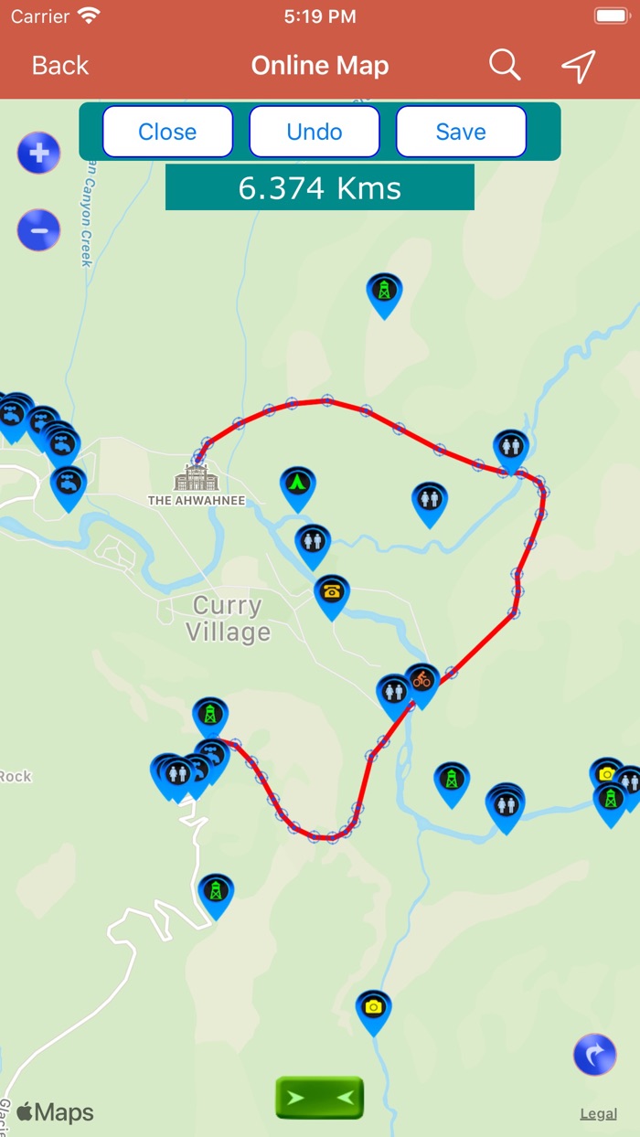 Yosemite National Park Map, CA