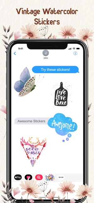 Vintage Watercolor Stickers(圖4)-速報App