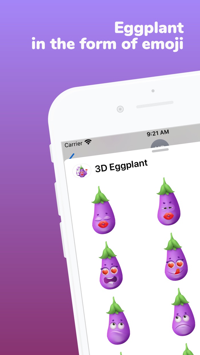 Eggplant 3D Emoji Stickers App